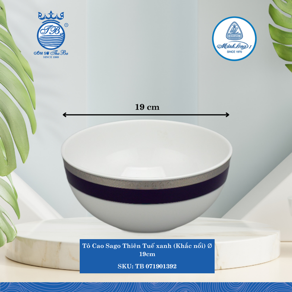 Tô Cao Sago Thiên Tuế Xanh (KN) Ø: 19cm Cao: 9cm ML I Sứ Salad Bowl TB 071901392