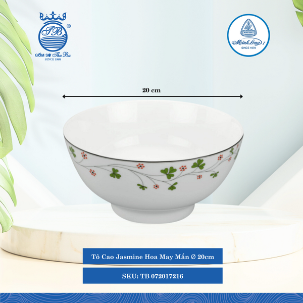 Tô Cao Jasmine Hoa May Mắn Ø: 20cm Cao: 9.5cm ML I Sứ Salad Bowl TB 072017216