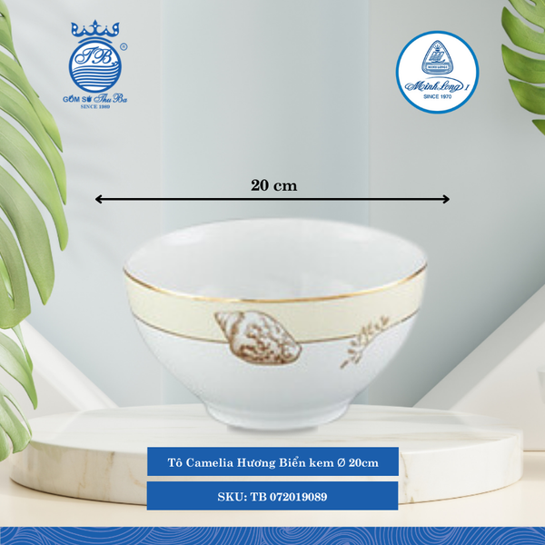 Tô Camellia Hương Biển Kem Ø: 20cm Cao: 11cm ML I Sứ Soup Bowl TB 072019089