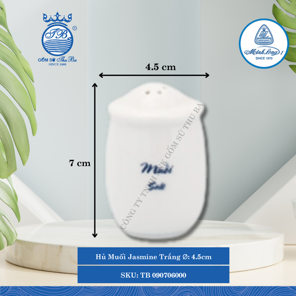 Hủ Muối Jasmine Trắng Ø: 4.5cm Cao: 7cm ML I Sứ TB 090706000