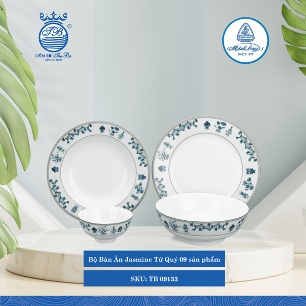 Bộ Đồ Ăn 9 Sản Phẩm Jasmine Tứ Quý ML I Sứ TB 09133