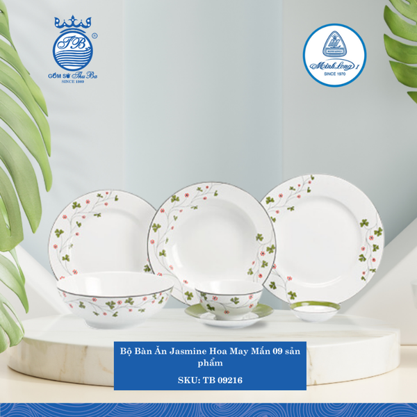 Bộ Đồ Ăn 9 Sản Phẩm Jasmine Hoa May Mắn ML I Sứ TB 09216