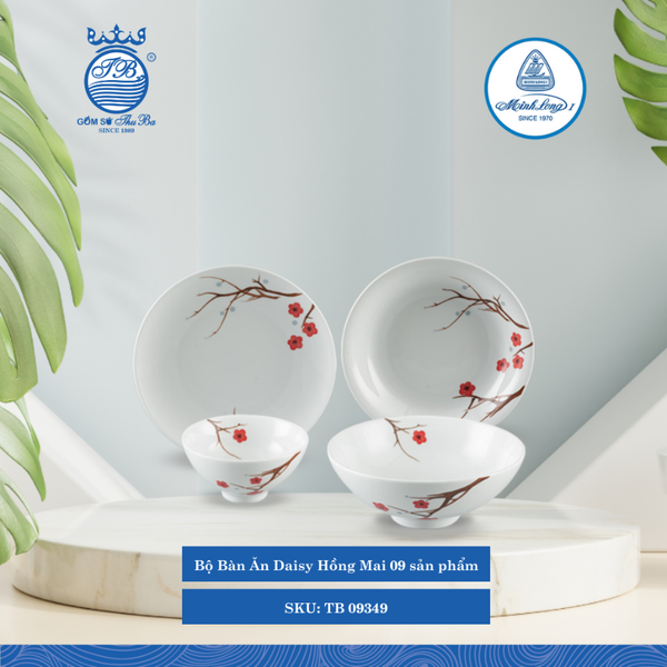 Bộ Đồ Ăn 9 Sản Phẩm Daisy Hồng Mai ML I Sứ TB 09349