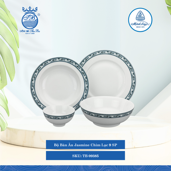 Bộ Đồ Ăn 9 Sản Phẩm Jasmine Chim Lạc ML I Sứ TB 09385