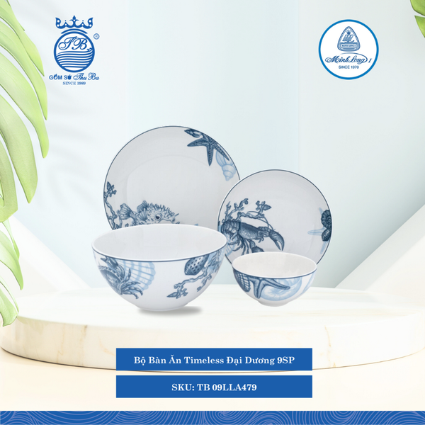 Bộ Đồ Ăn 9 Sản Phẩm Timeless Đại Dương ML I Sứ TB 09LLA479