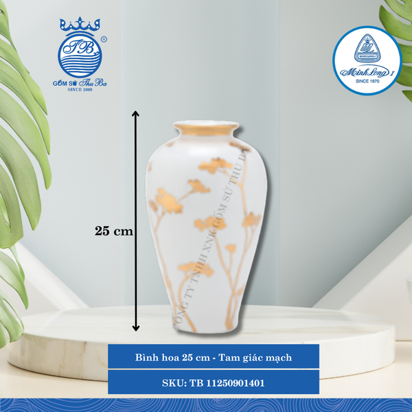Bình Hoa Tam Giác Mạch Cao: 25cm ML I Sứ Bình Hoa Flower Vase TB 11250901401