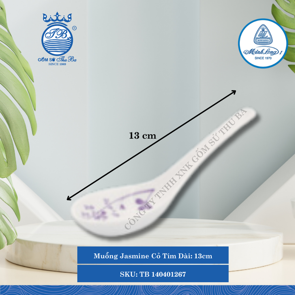 Muỗng Jasmine Cỏ Tím Dài:13cm Rộng: 4cm Cao: 5.4cm ML I Sứ Spoon TB 140401267