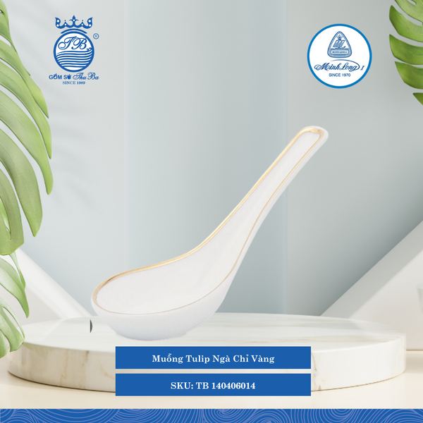 Muỗng Tulip Chỉ Vàng ML I Sứ Spoon TB 140406014