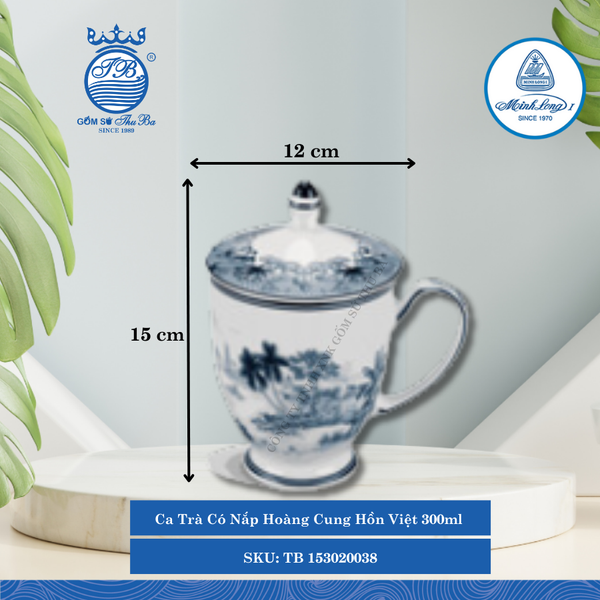 Ca Trà Có Nắp Hoàng Cung Hồn Việt 300ml Dài:12cm Rộng: 8.5cm Cao: 15cm ML I Sứ TB 153020038