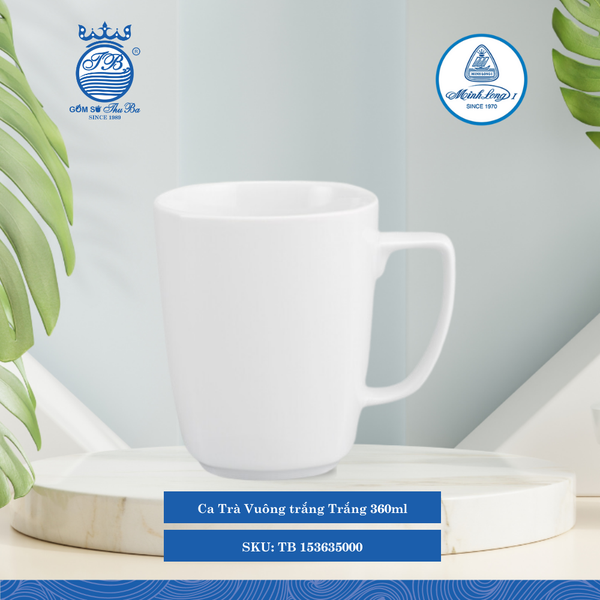 Ca Vuông Vuông Trắng 360ml ML I Sứ TB 153635000