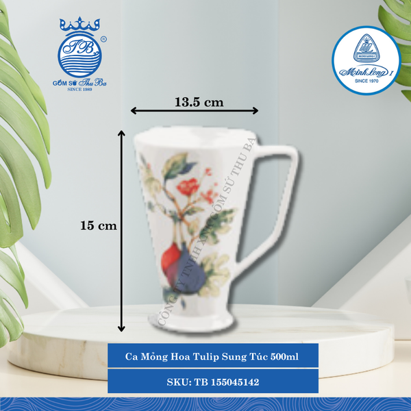 Ca Mỏng Tulip Sung Túc 500ml Dài:13.5cm Rộng: 9.5cm Cao: 15cm ML I Sứ TB 155045142