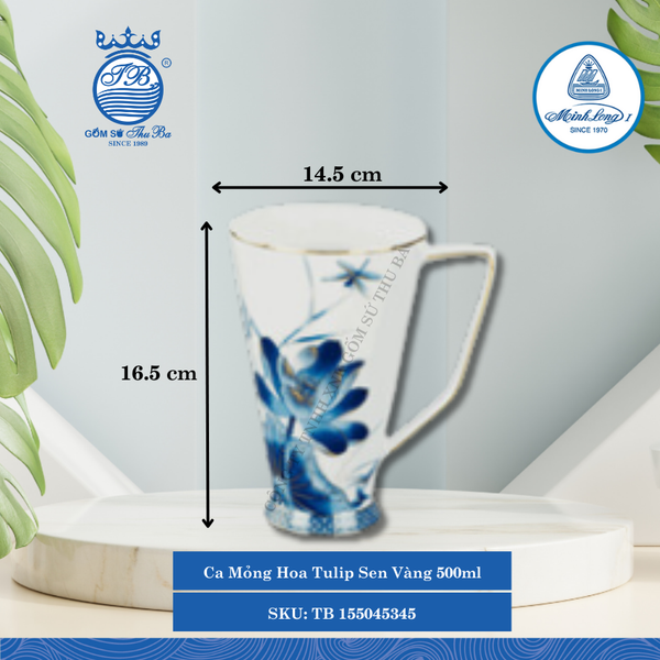 Ca Mỏng Tulip Sen Vàng 500ml Dài:14.5cm Rộng: 10.5cm Cao: 16.5cm ML I Sứ TB 155045345