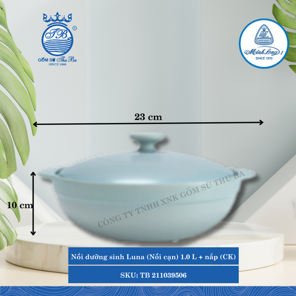 Nồi Cạn Có Nắp Dưỡng Sinh Luna Healthy Cook Màu Xám 2 (Nhiều Size, Nhiều Loại) ML I Sứ