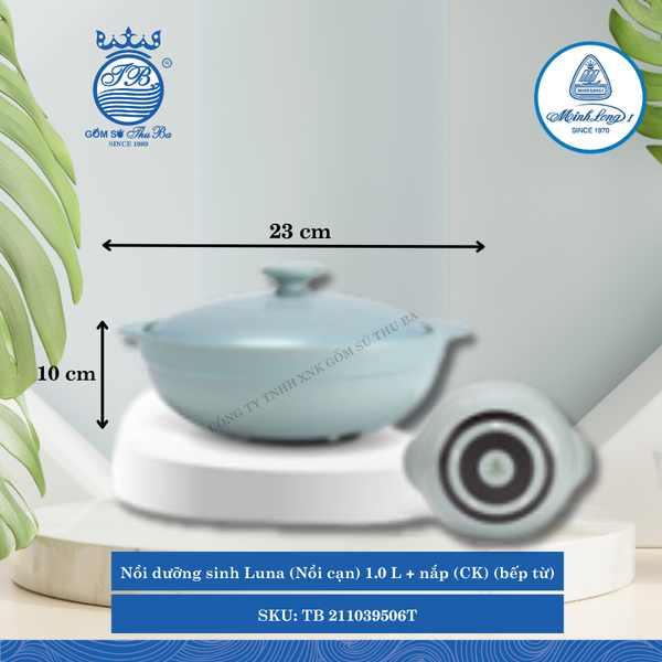 Nồi Cạn Có Nắp Dưỡng Sinh Luna Healthy Cook Màu Xám 2 (Nhiều Size, Nhiều Loại) ML I Sứ