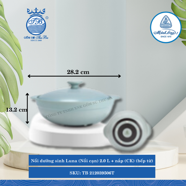 Nồi Cạn Có Nắp Dưỡng Sinh Luna Healthy Cook Màu Xám 2 (Nhiều Size, Nhiều Loại) ML I Sứ