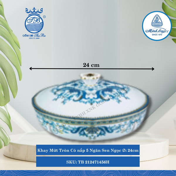 Khay Mứt Tròn Có nắp Misc Assortment Sen Ngọc Ø: 24cm ML I Sứ TB 212471456H