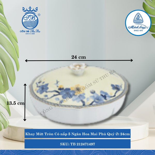 Khay Mứt Tròn Có nắp Misc Assortment Hoa Mai Phú Quý Ø: 24cm Cao: 13.5cm ML I Sứ TB 212471497