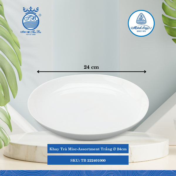 Khay Trà Misc Assortment Trắng Ø: 24cm ML I Sứ TB 222401000