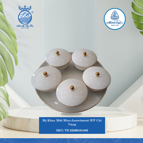 Bộ Khay Mứt Misc Assortment Chỉ Vàng ML I Sứ TB 22290101403