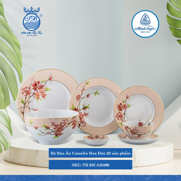 Bộ Đồ Ăn 23 Sản Phẩm Camellia Hoa Đào ML I Sứ TB 23CAM480