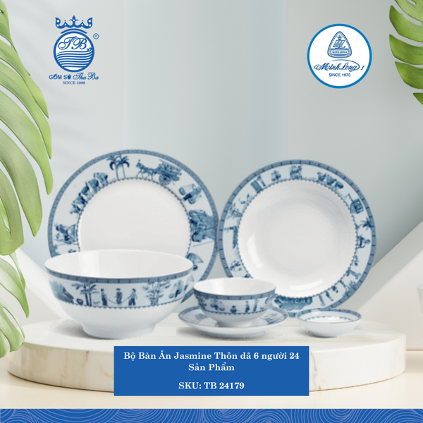 Bộ Đồ Ăn 24 Sản Phẩm Jasmine Thôn Dã ML I Sứ TB 24179