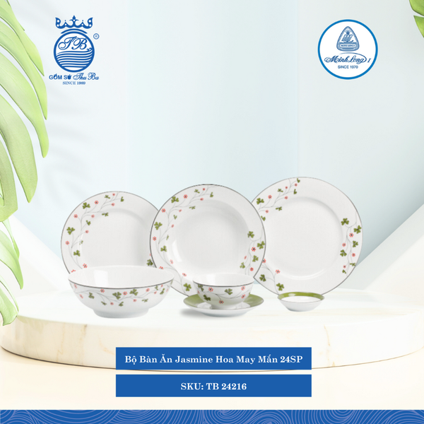 Bộ Đồ Ăn 24 Sản Phẩm Jasmine Hoa May Mắn ML I Sứ TB 24216