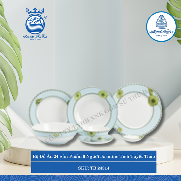 Bộ Đồ Ăn 24 Sản Phẩm Jasmine Tích Tuyết Thảo ML I Sứ TB 24314