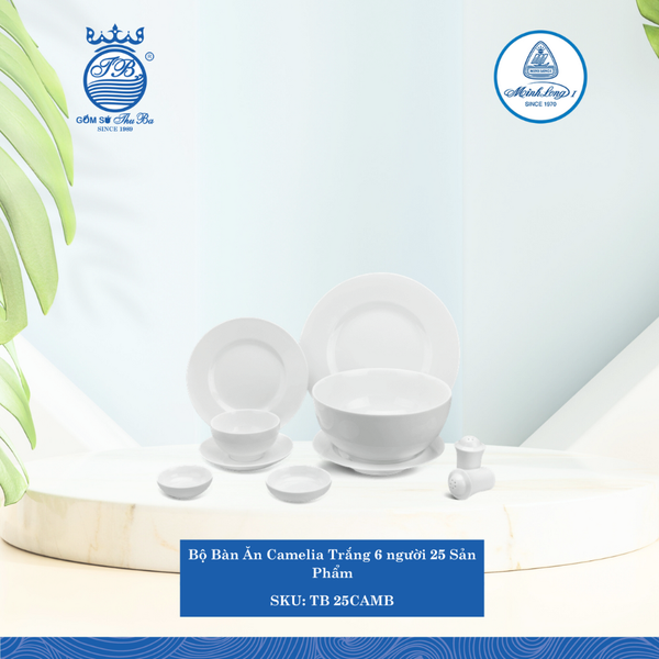 Bộ Đồ Ăn 25 SP Camellia Trắng (Nhiều Loại) ML I Sứ