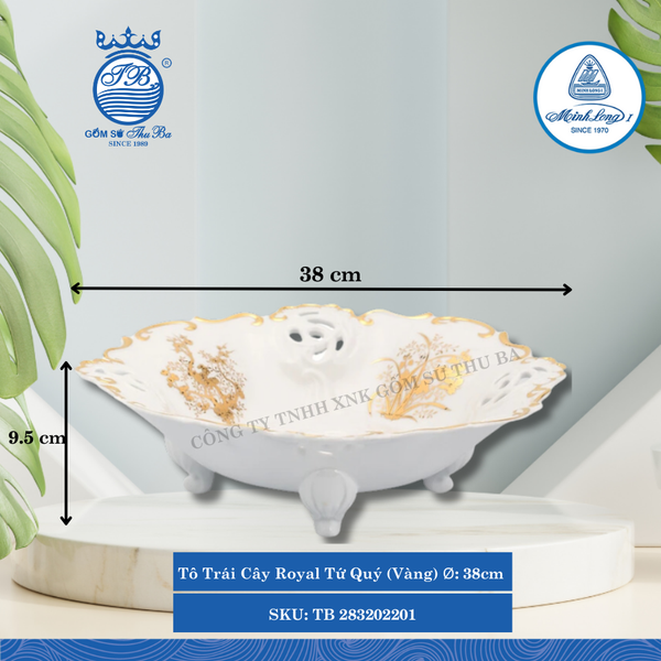Tô Kiểu Royal Tứ Quý (Vàng) Ø: 38cm Cao: 9.5cm ML I Sứ TB 283202201