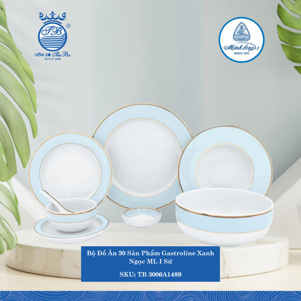 Bộ Đồ Ăn 30 Sản Phẩm Gastroline Xanh Ngọc ML I Sứ TB 3006A1489