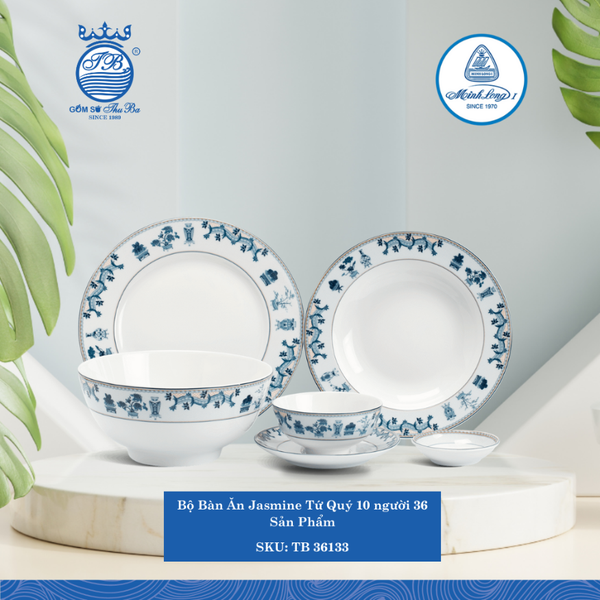 Bộ Đồ Ăn 36 Sản Phẩm Jasmine Tứ Quý ML I Sứ TB 36133