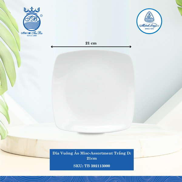 Dĩa Vuông Ảo Misc Assortment Trắng (Nhiều Size) ML I Sứ
