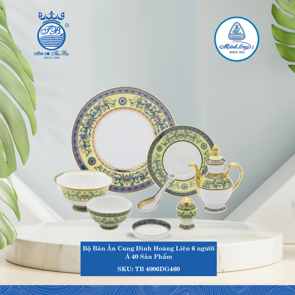 Bộ Đồ Ăn 40 Sản Phẩm Hoàng Cung Hoàng Liên ML I Sứ TB 4006DG460