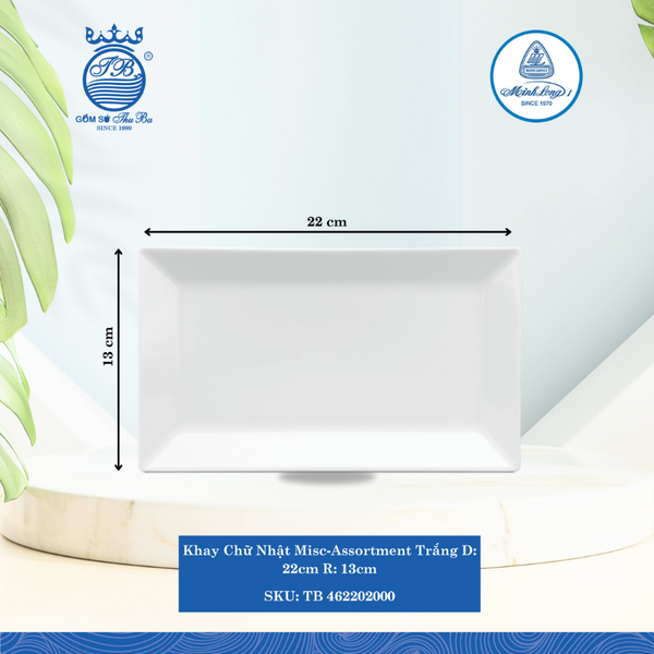Dĩa Chữ Nhật Lá Misc Assortment Trắng (Nhiều Size) ML I Sứ