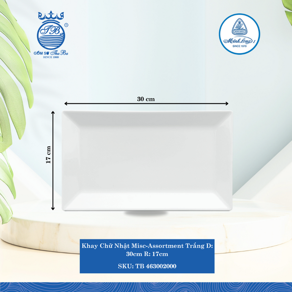 Dĩa Chữ Nhật Lá Misc Assortment Trắng (Nhiều Size) ML I Sứ