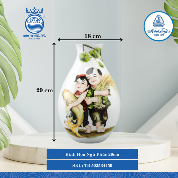 Bình Hoa Ngũ Phúc Ø: 18cm Cao: 29cm ML I Sứ Bình Hoa Flower Vase TB 502534450