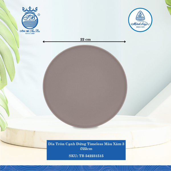 Dĩa Tròn Cạnh Đứng Timeless Màu Xám 3 (Nhiều Size) ML I Sứ