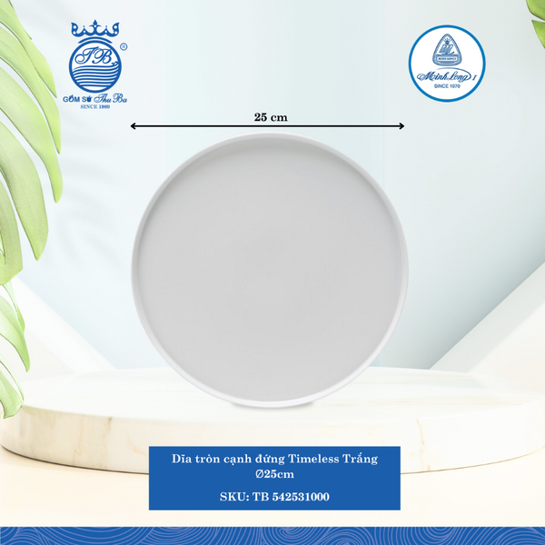 Dĩa Tròn Cạnh Đứng- Timeless Trắng (Nhiều Size) ML I Sứ