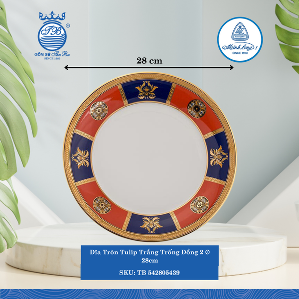 Dĩa Tròn Tulip Trống Đồng 2 Ø: 28cm Cao: 3cm ML I Sứ Round Plate TB 542805439