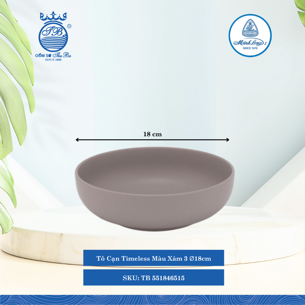 Tô Cạn Timeless Màu Xám 3 (Nhiều Size) ML I Sứ