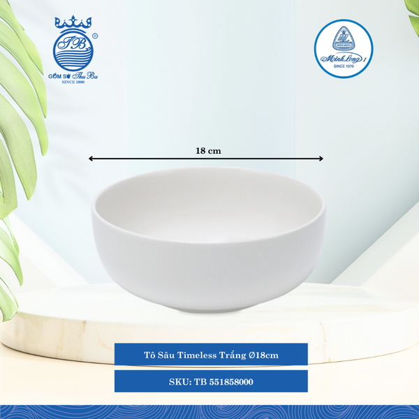 Tô Sâu Timeless Trắng (Nhiều Size) ML I Sứ