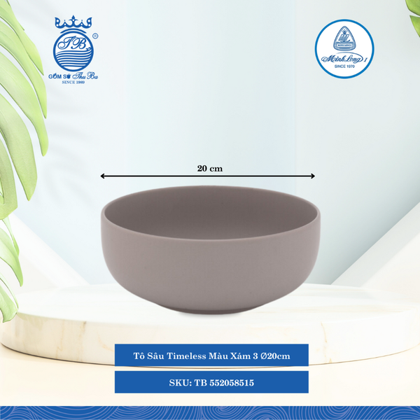 Tô Sâu Timeless Màu Xám 3 (Nhiều Size) ML I Sứ