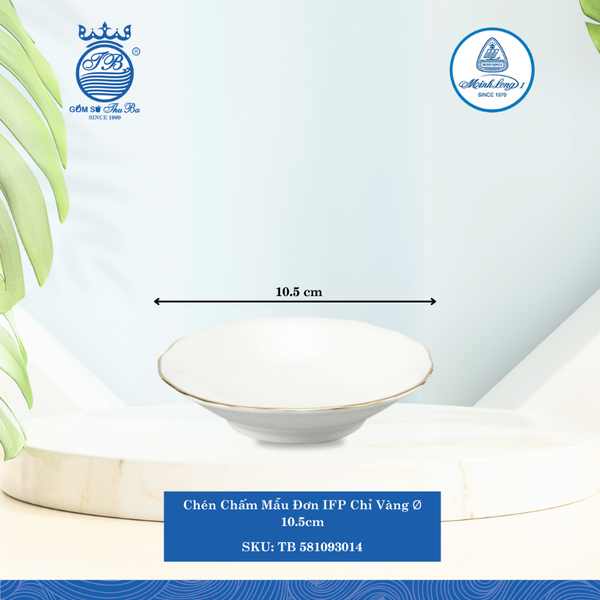 Chén Chấm Mẫu Đơn Chỉ Vàng Ø: 10.5cm ML I Sứ Sauce Dish TB 581093014