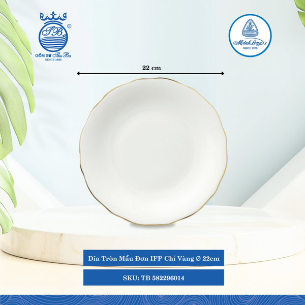 Dĩa Tròn Mẫu Đơn Chỉ Vàng (Nhiều Size) ML I Sứ