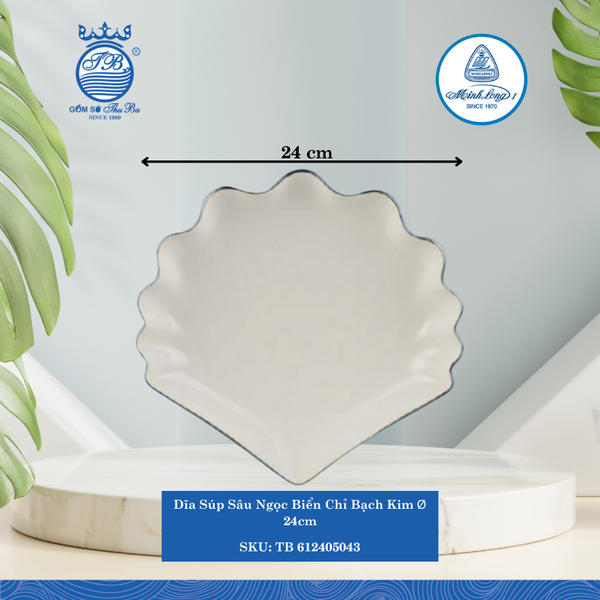 Dĩa Súp Ngọc Biển Chỉ Bạch Kim Ø: 24cm ML I Sứ Soup Plate TB 612405043
