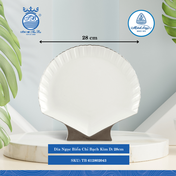 Dĩa Sò Ngọc Biển Chỉ Bạch Kim (Nhiều Size) ML I Sứ