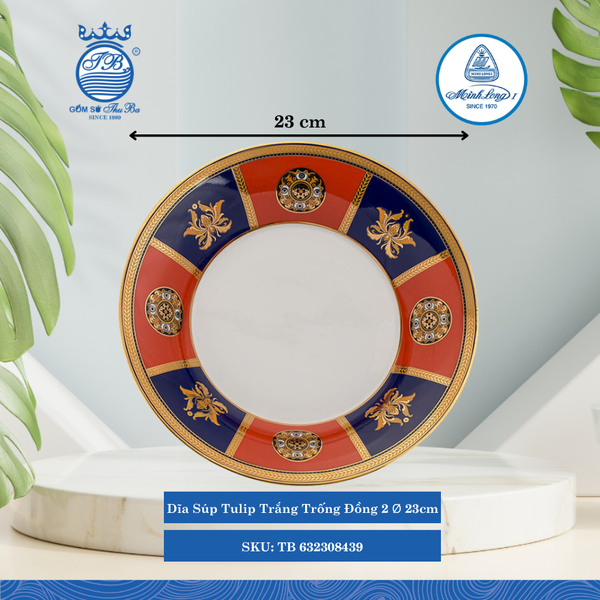 Dĩa Súp Tulip Trống Đồng 2 Ø: 23cm Cao: 4cm ML I Sứ Soup Plate TB 632308439