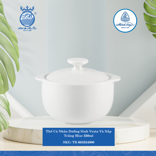 Thố Cá Nhân Tròn Cao Có Nắp Misc Assortment Trắng 350ml ML I Sứ TB 663524000