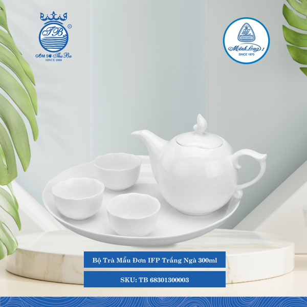 Bộ Trà Mẫu Đơn Trắng ngà (Nhiều Size) ML I Sứ