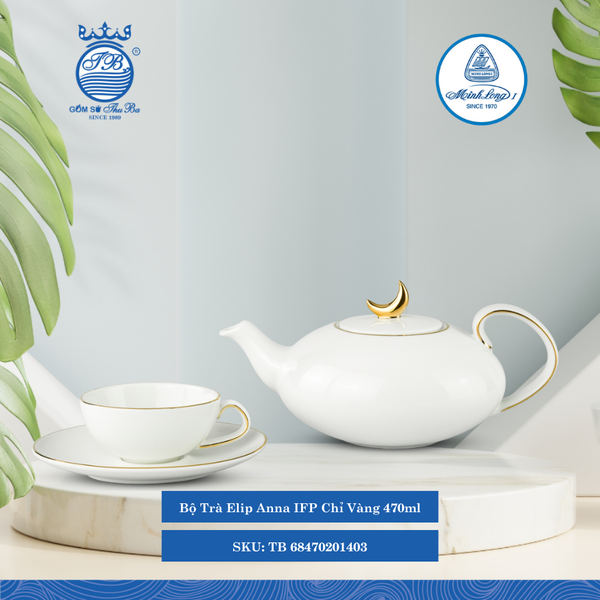 Bộ Trà Elip Anna IFP Chỉ Vàng (Nhiều Size) ML I Sứ